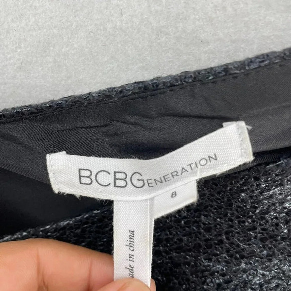 BCBGeneration Mini Dress Women's 8 Black Leopard Print Plunging V-Neck Metallic - Picture 9 of 11